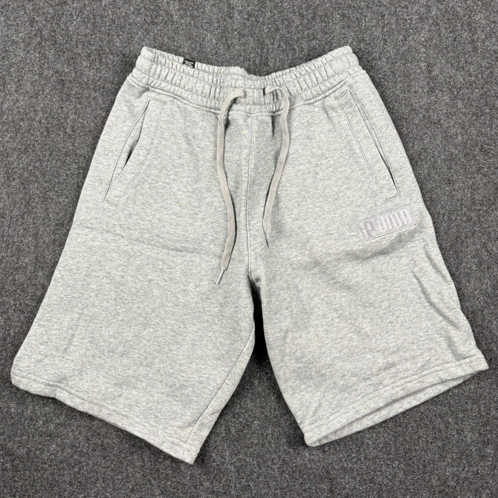 Puma Mens Fleece Shorts Bundle Set of 2 Black Heather Gray Size Small Drawstring